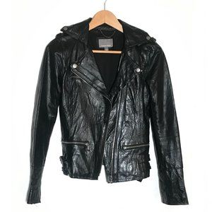 Tinley Road Black Lightweight Grained Leather Moto Jacket XS